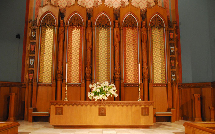The chancel's communion table